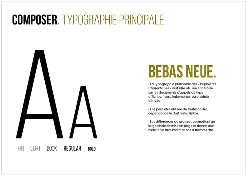 Identité de marque Pépinières Charentaise : charte typographie